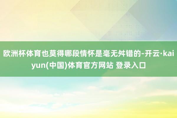 欧洲杯体育也莫得哪段情怀是毫无舛错的-开云·kaiyun(中国)体育官方网站 登录入口