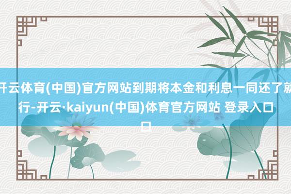 开云体育(中国)官方网站到期将本金和利息一同还了就行-开云·kaiyun(中国)体育官方网站 登录入口