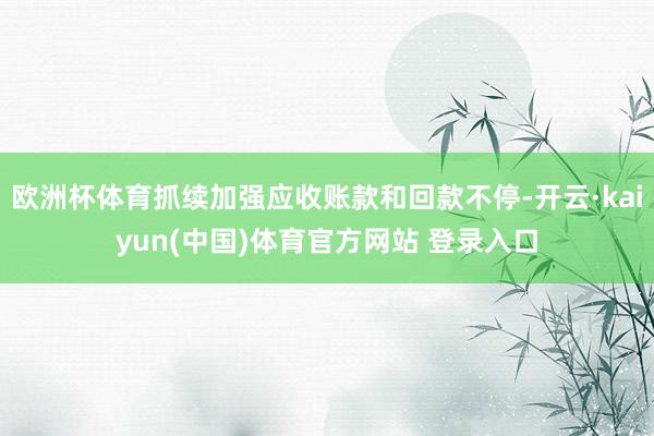 欧洲杯体育抓续加强应收账款和回款不停-开云·kaiyun(中国)体育官方网站 登录入口