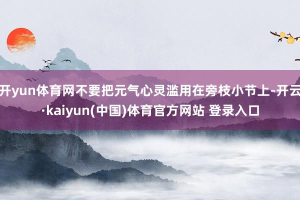 开yun体育网不要把元气心灵滥用在旁枝小节上-开云·kaiyun(中国)体育官方网站 登录入口