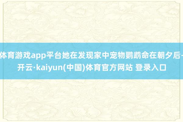 体育游戏app平台她在发现家中宠物鹦鹉命在朝夕后-开云·kaiyun(中国)体育官方网站 登录入口