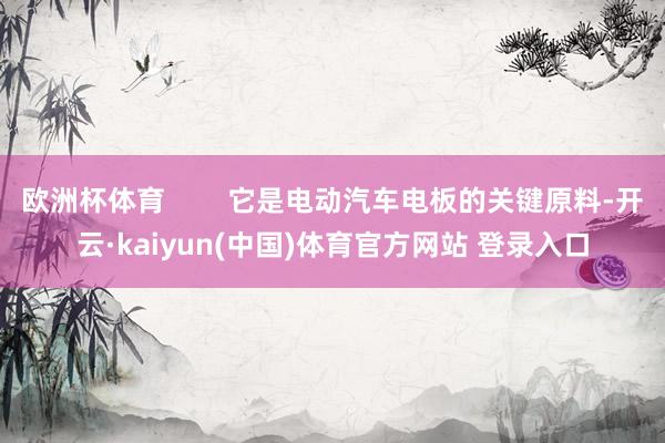 欧洲杯体育 它是电动汽车电板的关键原料-开云·kaiyun(中国)体育官方网站 登录入口