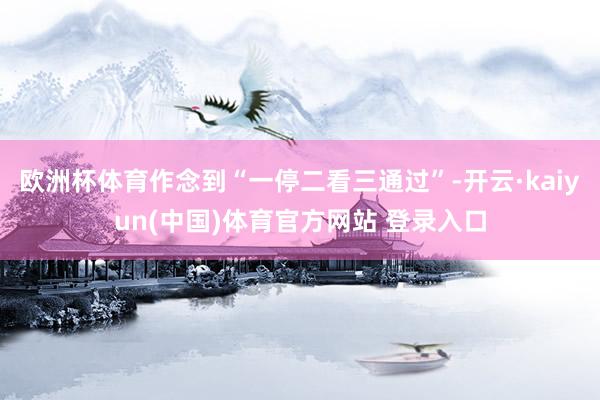 欧洲杯体育作念到“一停二看三通过”-开云·kaiyun(中国)体育官方网站 登录入口