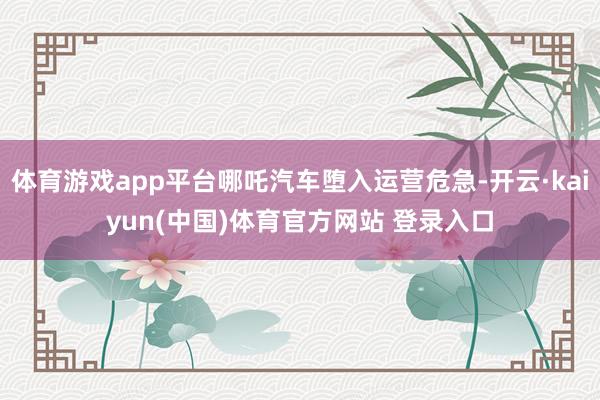 体育游戏app平台哪吒汽车堕入运营危急-开云·kaiyun(中国)体育官方网站 登录入口