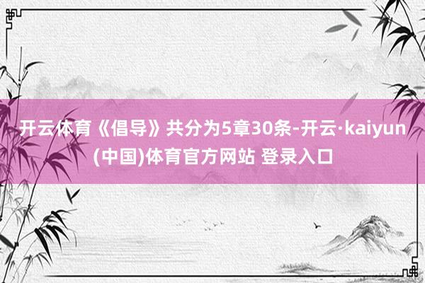 开云体育《倡导》共分为5章30条-开云·kaiyun(中国)体育官方网站 登录入口