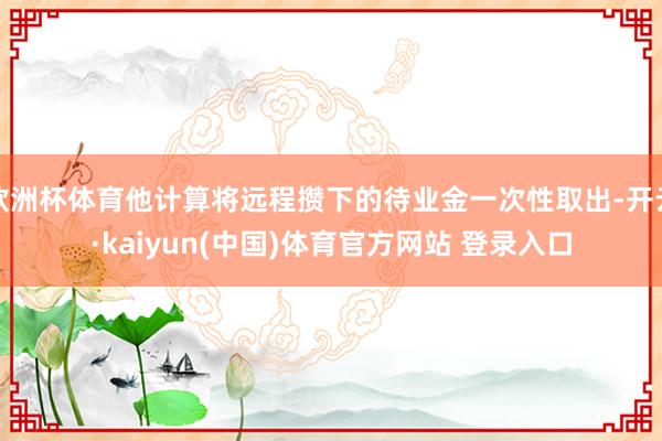 欧洲杯体育他计算将远程攒下的待业金一次性取出-开云·kaiyun(中国)体育官方网站 登录入口